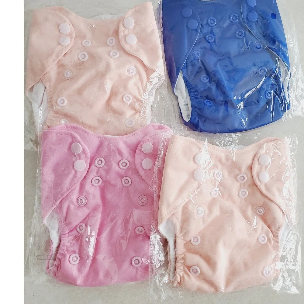 Cloth Diaper Pocket Covers Blue Pink Peach Reusable Washable Set NB